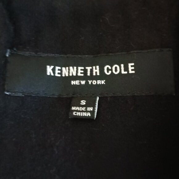 Kenneth Cole Asymmetrical Wool Blend Black Double Breasted Pea Coat Womens Small - Picture 8 of 16